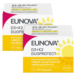 Eunova DuoProtect D3+k2 1000 I.E./80g Kaps.Kombi