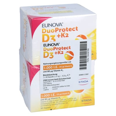 Eunova DuoProtect D3+k2 1000 I.E./80g Kaps.Kombi
