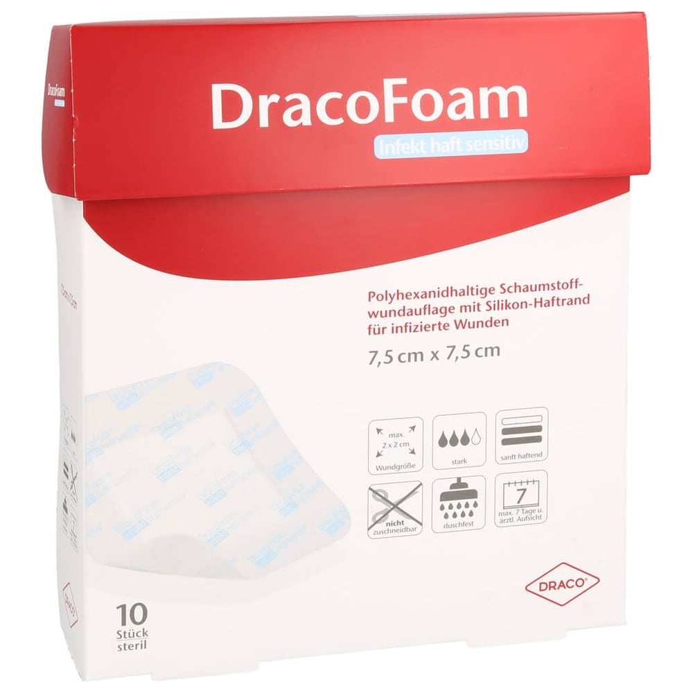 Dracofoam Infekt haft sensitiv Wundauf.7,5x7,5 cm