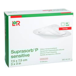Suprasorb P sensitive PU-Schaum.border 7.5x7.5 cm