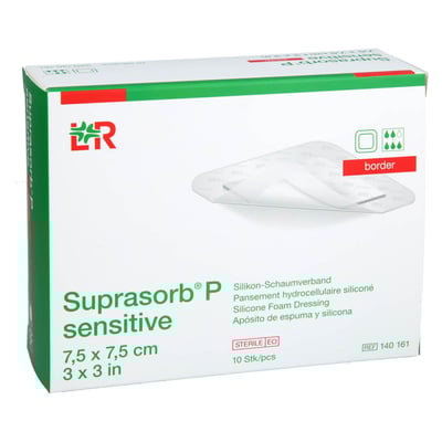 Suprasorb P sensitive PU-Schaum.border 7.5x7.5 cm