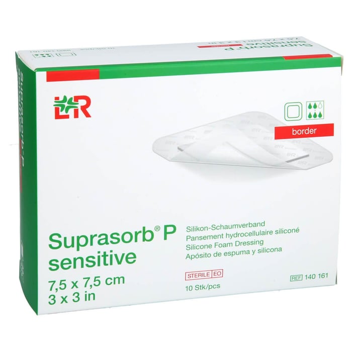 Suprasorb P sensitive PU-Schaum.border 7.5x7.5 cm