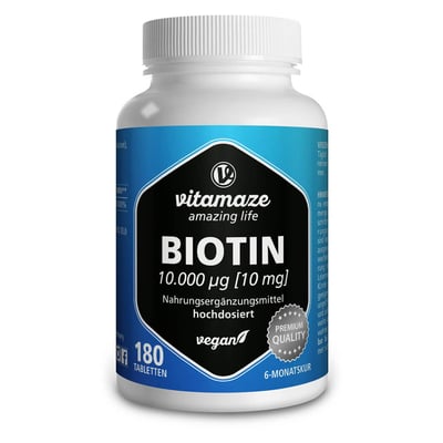 Biotin 10 mg hochdosiert vegan Produktbild 1