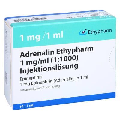 Adrenalin Ethypharm 1 mg/ml (1:1000) Inj.-Lsg.
