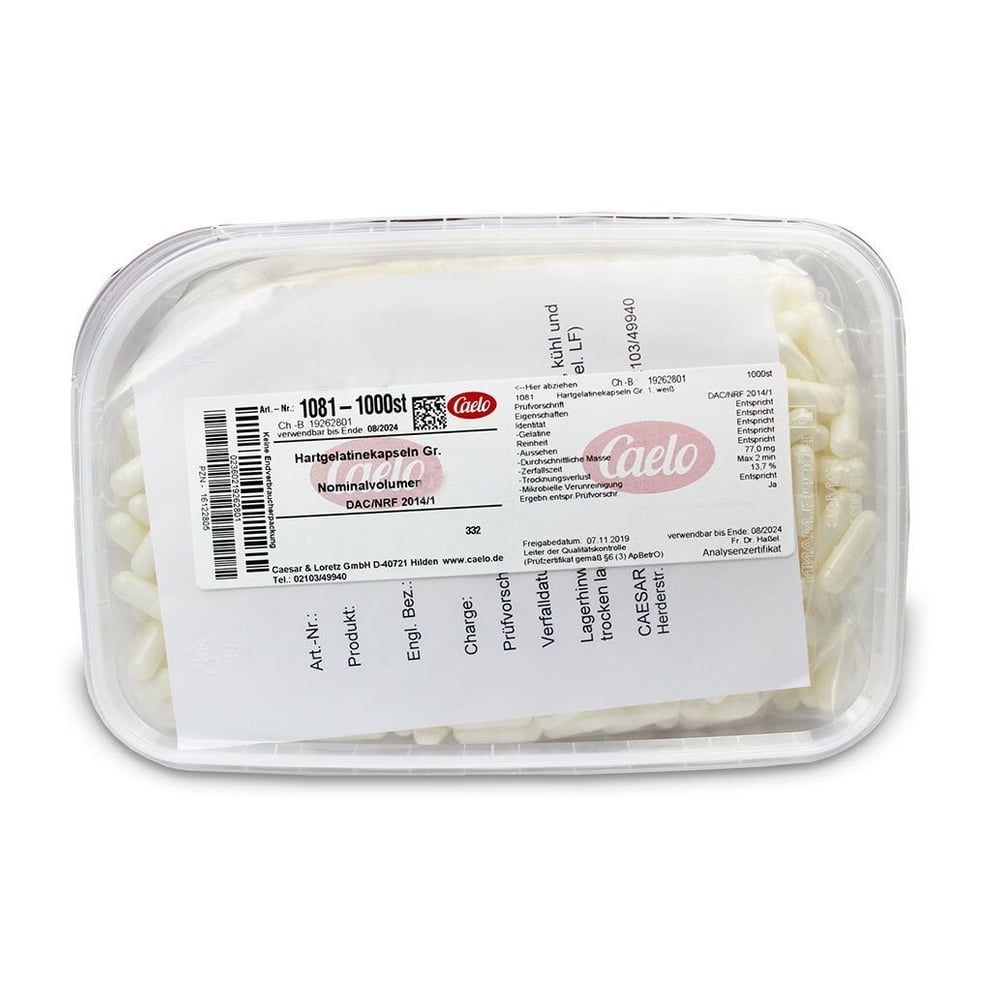 Hartgelatkaps Gr.0 Weiss