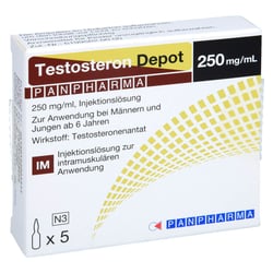 Testosteron Depot Panpharma 250 mg/ml Injektion Lösung.