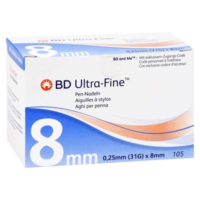 BD Ultra-fine Pen-Nadeln 8 mm 31 G 0,25 mm 1001 Artikel Medical