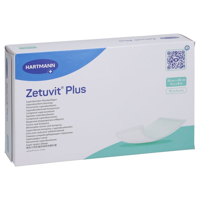 Zetuvit Plus extrastarke Saugkompr.steril 10x20 cm
