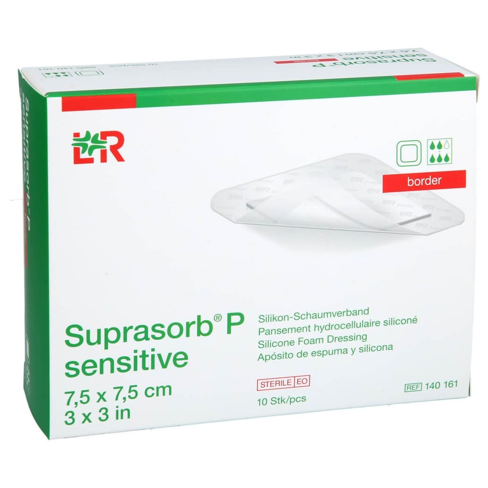 Suprasorb P sensitive PU-Schaumv.border 7,5x7,5cm