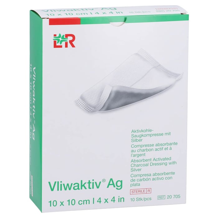 Vliwaktiv Ag Aktivkohle Saugkomp.m.Silber 10x10 cm
