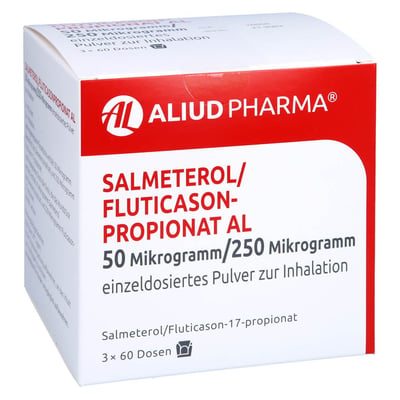 Salmeterol/Fluticasonpropionat AL 50 Mikrogramm/250 Mikrogramm Produktbild 1