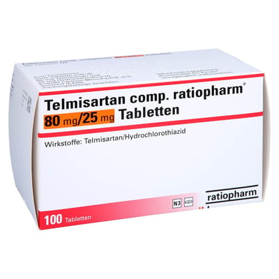 TELMISARTAN comp.ratiopharm 80 mg/25 mg Tabletten Produktbild 1