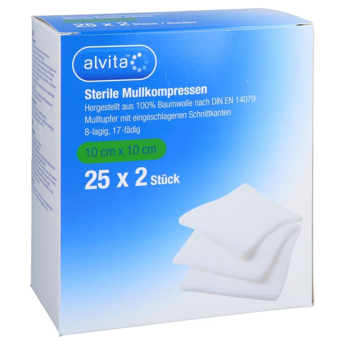 Alvita Sterile Mullkompresse 10 cm x 10 cm