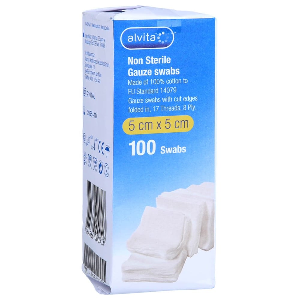 Alvita Unsterile Mullkompresse 5 cm x 5 cm