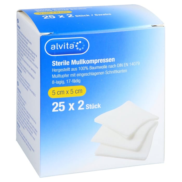 Alvita Sterile Mullkompresse 5 cm x 5 cm