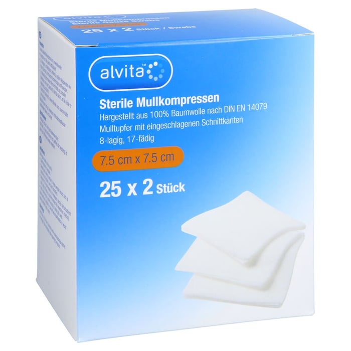 Alvita Sterile Mullkompresse 7.5 cm x 7.5 cm