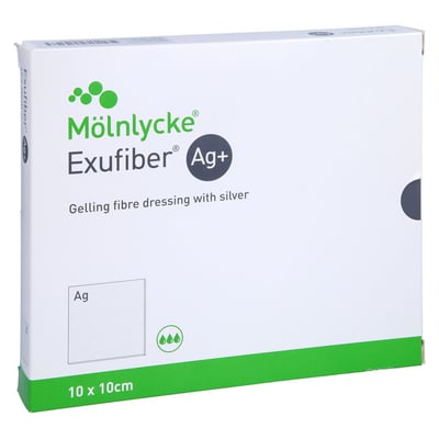 Exufiber Ag+ 10x10 cm gelbild.Faserverb.m.Silber