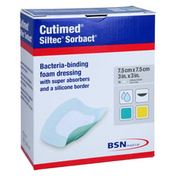 Cutimed Siltec Sorbact PU-Verband 7,5x7,5 cm Avitamed