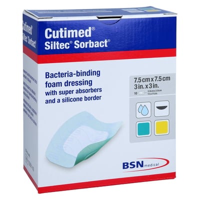 Cutimed Siltec Sorbact PU-Verband 7,5x7,5 cm Avitamed Produktbild 1