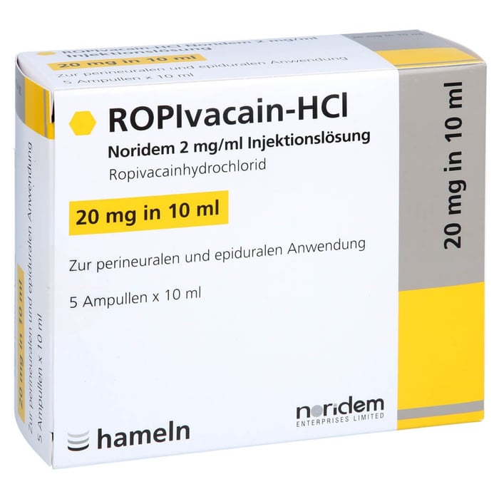 ROPIVACAIN-HCl Noridem 2 mg/ml Injektionslsg.