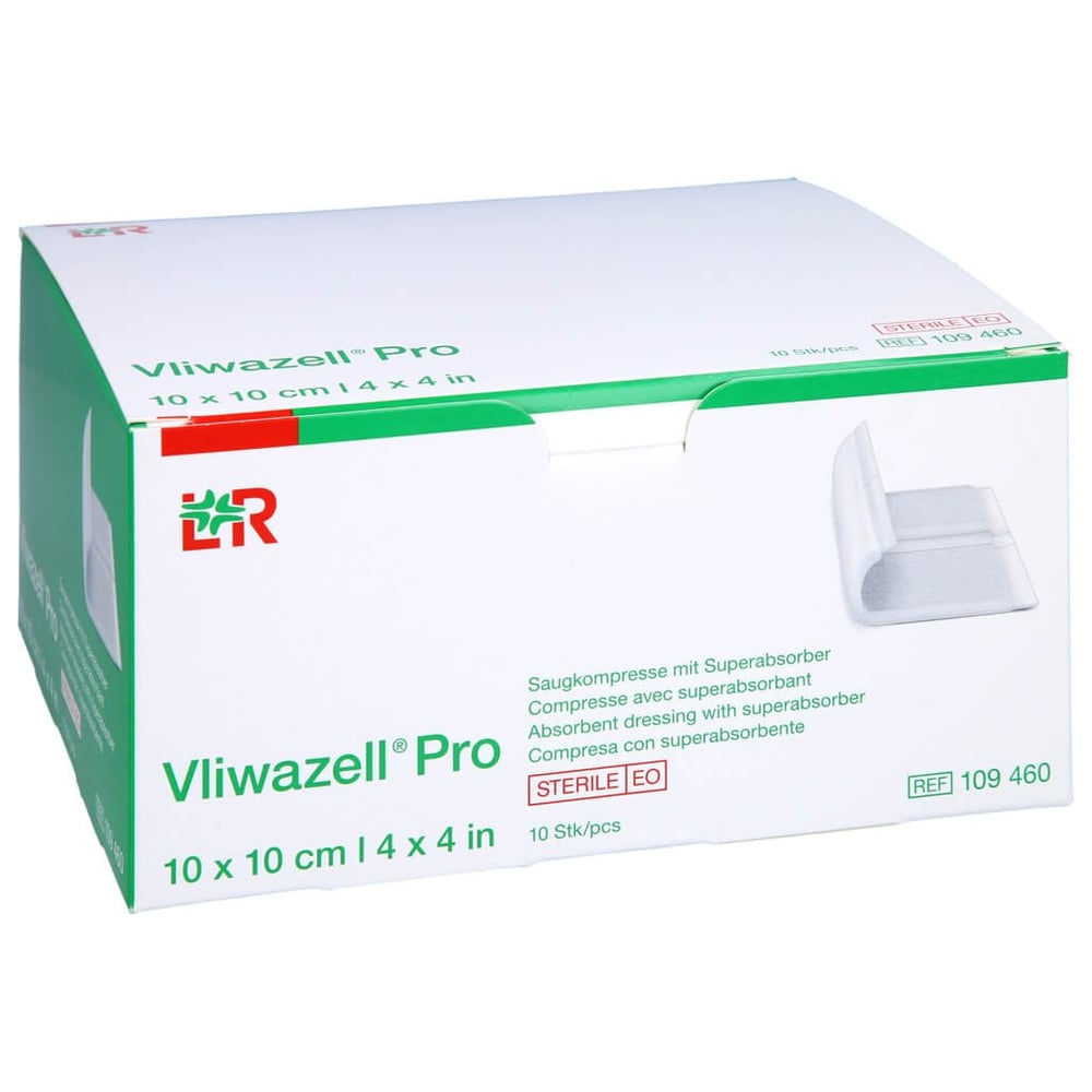 Vliwazell Pro superabsorb.Kompr.steril 10x10 cm