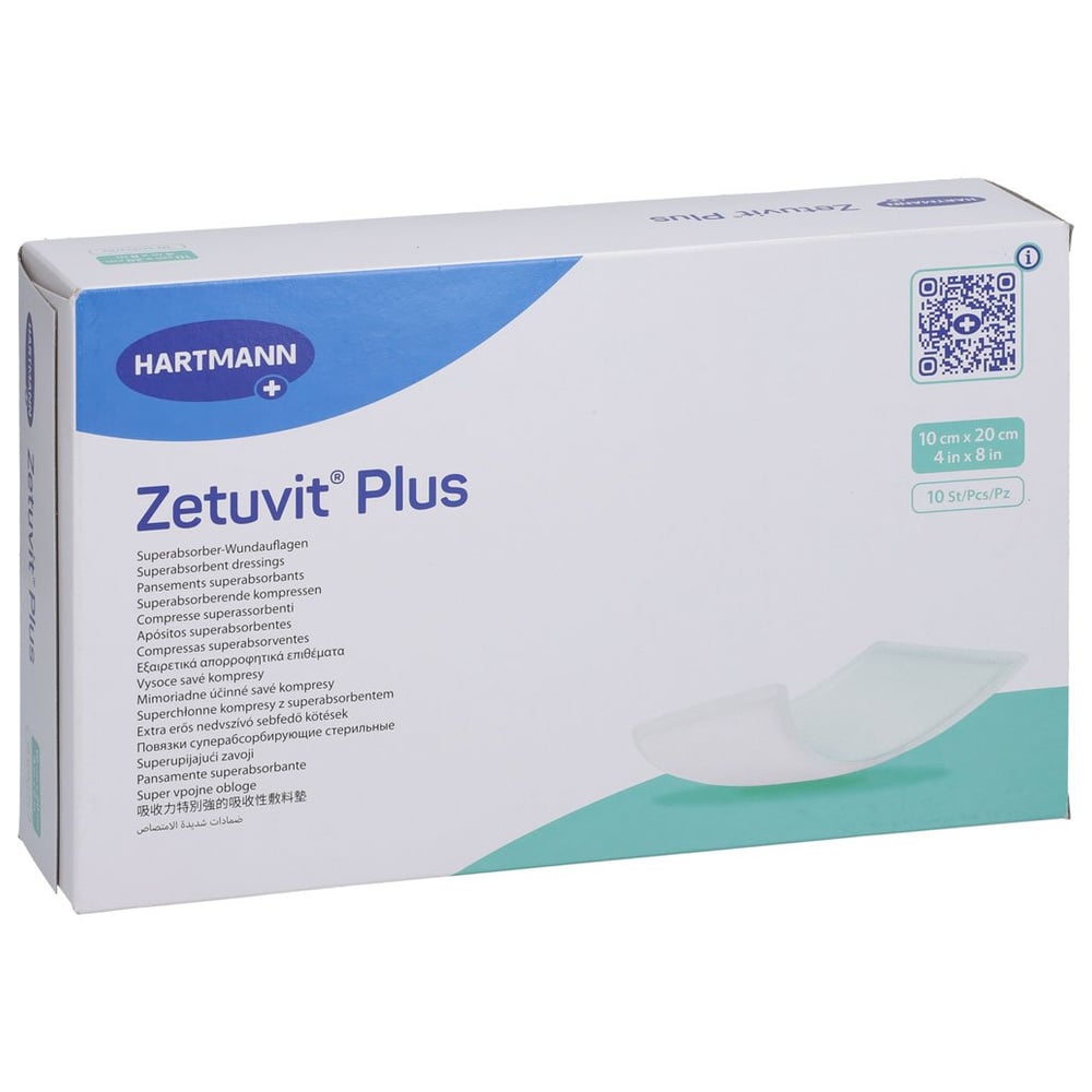 Zetuvit Plus extrastarke Saugkompr.steril 10x20 cm CC Pharma
