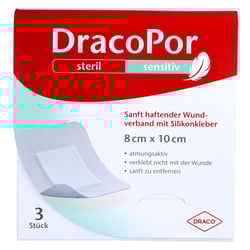 Dracopor sensitiv 8x10 cm steril m.Silikonkleber