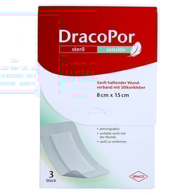 Dracopor sensitiv 8x15 cm steril m.Silikonkleber