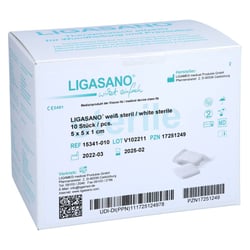 Ligasano weiß Verband 1x5x5 cm steril