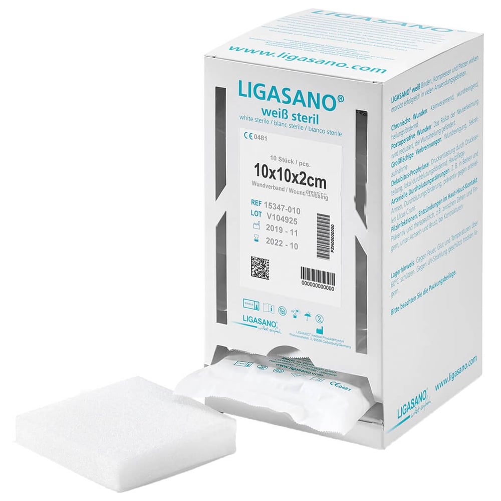 Ligasano weiß Verband 2x10x10 cm steril