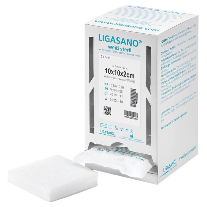 Ligasano weiß Verband 2x10x10 cm steril