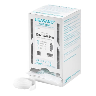 Ligasano weiß Wundband mini 0,4x1,5x100 cm steril