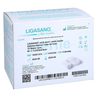 Ligasano weiß Zehenschlauch 3,5x6 cm steril groß