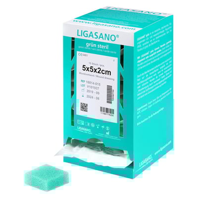 Ligasano grün steril 2x5x5 cm Spenderbox