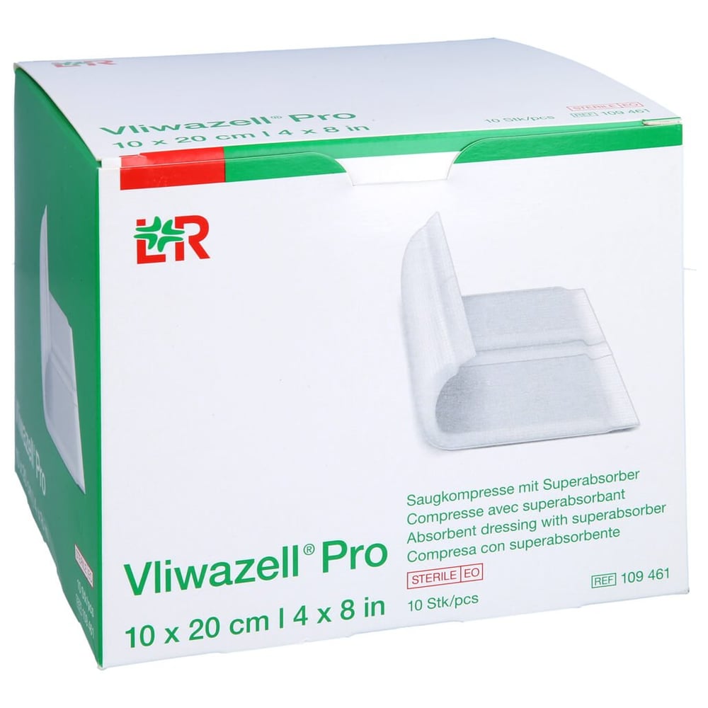 Vliwazell Pro superabsorb. steril 10x20 cm