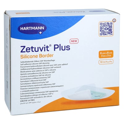 Zetuvit Plus Silicone Border 8x8 cm