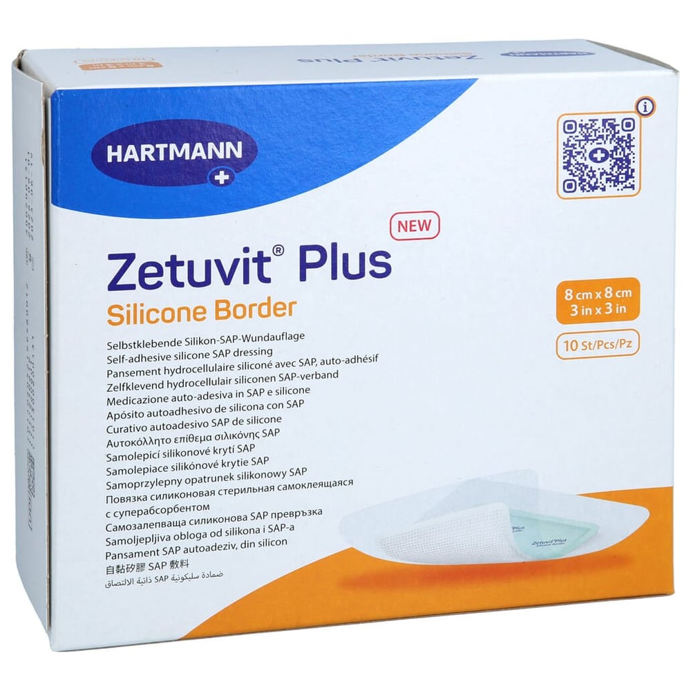 Zetuvit Plus Silicone Border 8x8cm