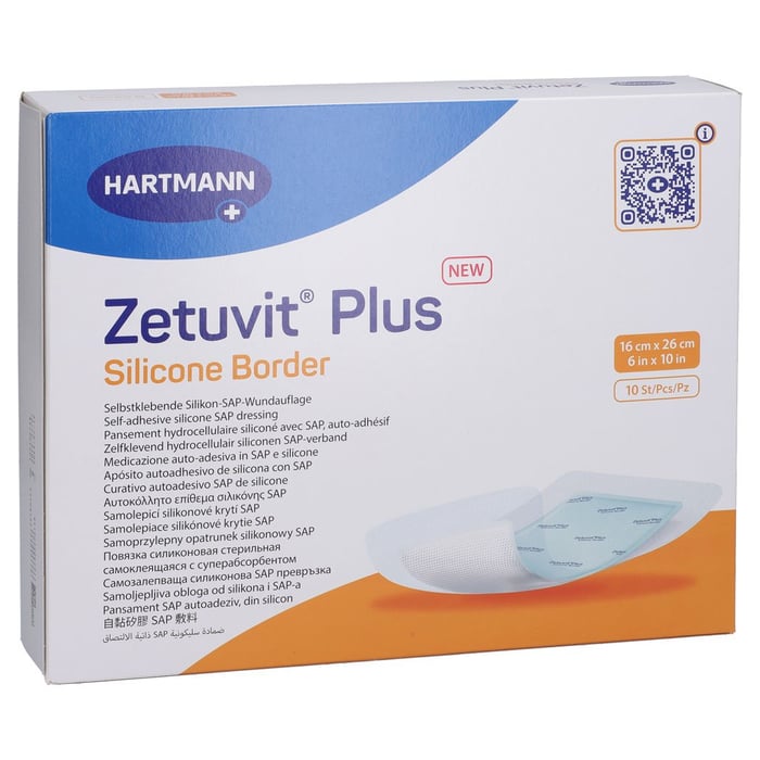Zetuvit Plus Silicone Border 16x26cm