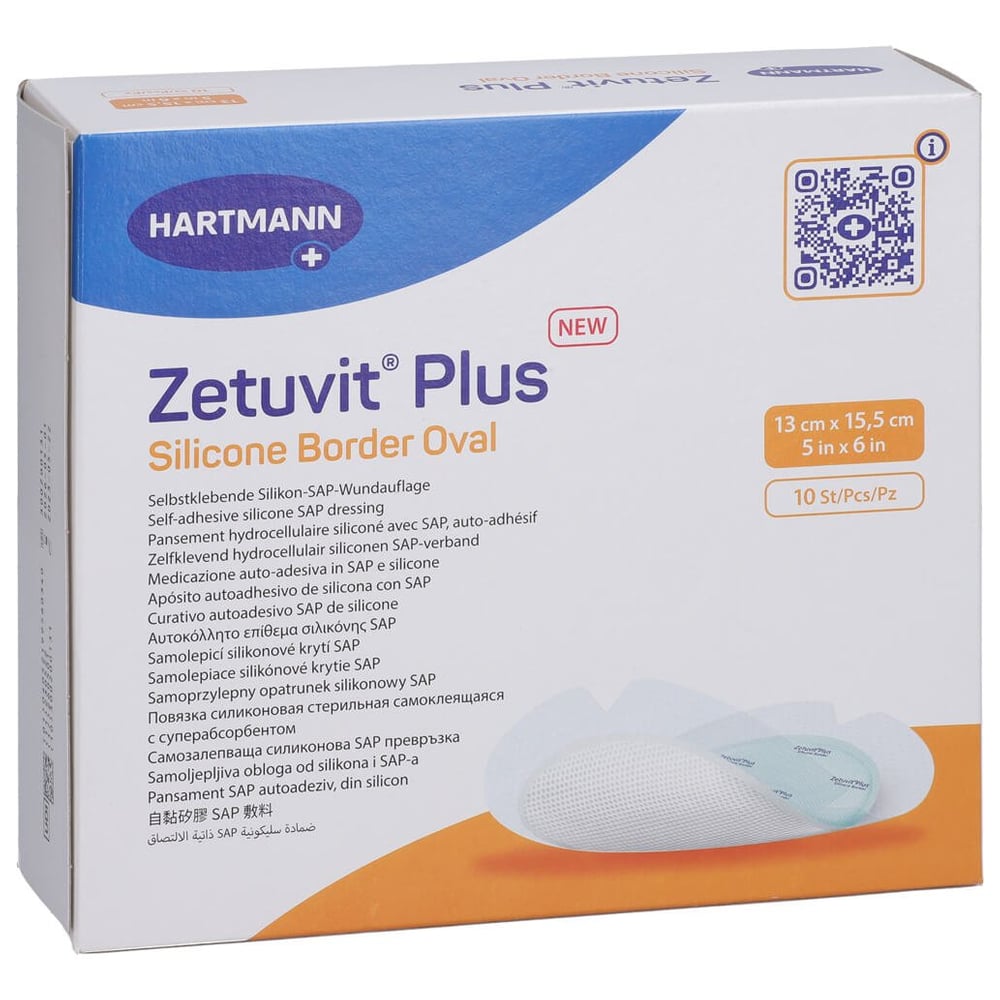 Zetuvit Plus Silicone Border Oval 13x15.5cm