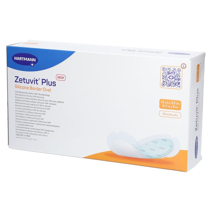 Zetuvit Plus Silicone Border Oval 12x23 cm