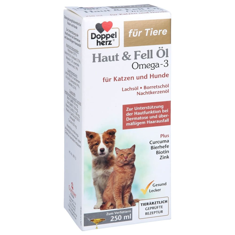Doppelherz für Tiere Haut&Fell Öl für Katzen+Hunde