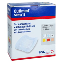 Cutimed Siltec B Schaumverband 7,5x7,5 cm m. Haftr
