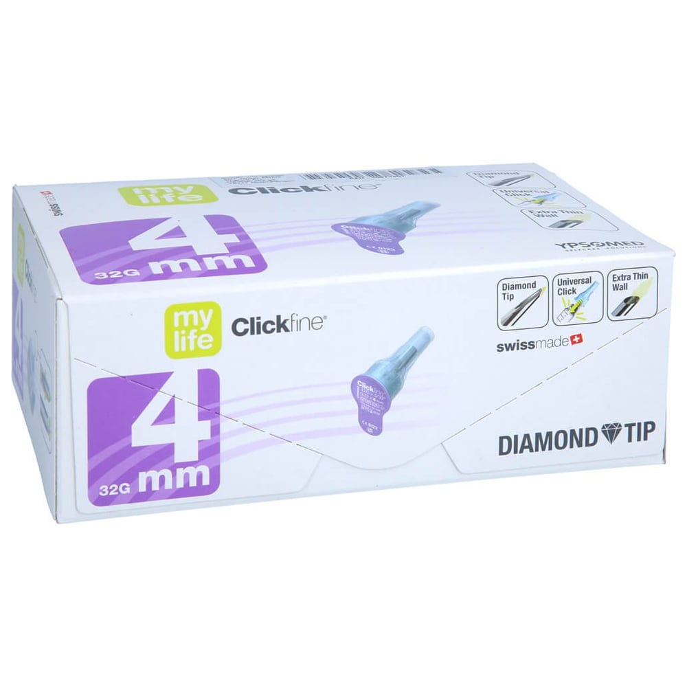 Mylife Clickfine Pen-Nadeln 4 mm 32 G Diamond Tip