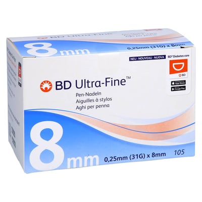 BD Ultra-fine Pen-Nadeln 8 mm 31 G 0,25 mm + Prisoma