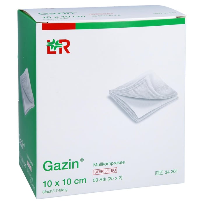 Gazin Mullkomp.10x10 cm steril 8fach