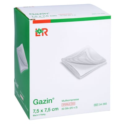 Gazin Mullkomp.7,5x7,5 cm steril 8fach + Prisoma