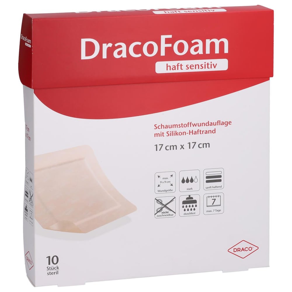 Dracofoam Haft sensitiv Schaumst.Wund.17x17 cm