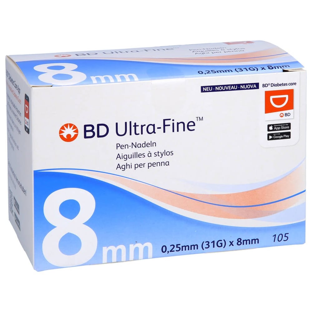 BD Ultra-fine Pen-Nadeln 8 mm 31 G 0,25 mm