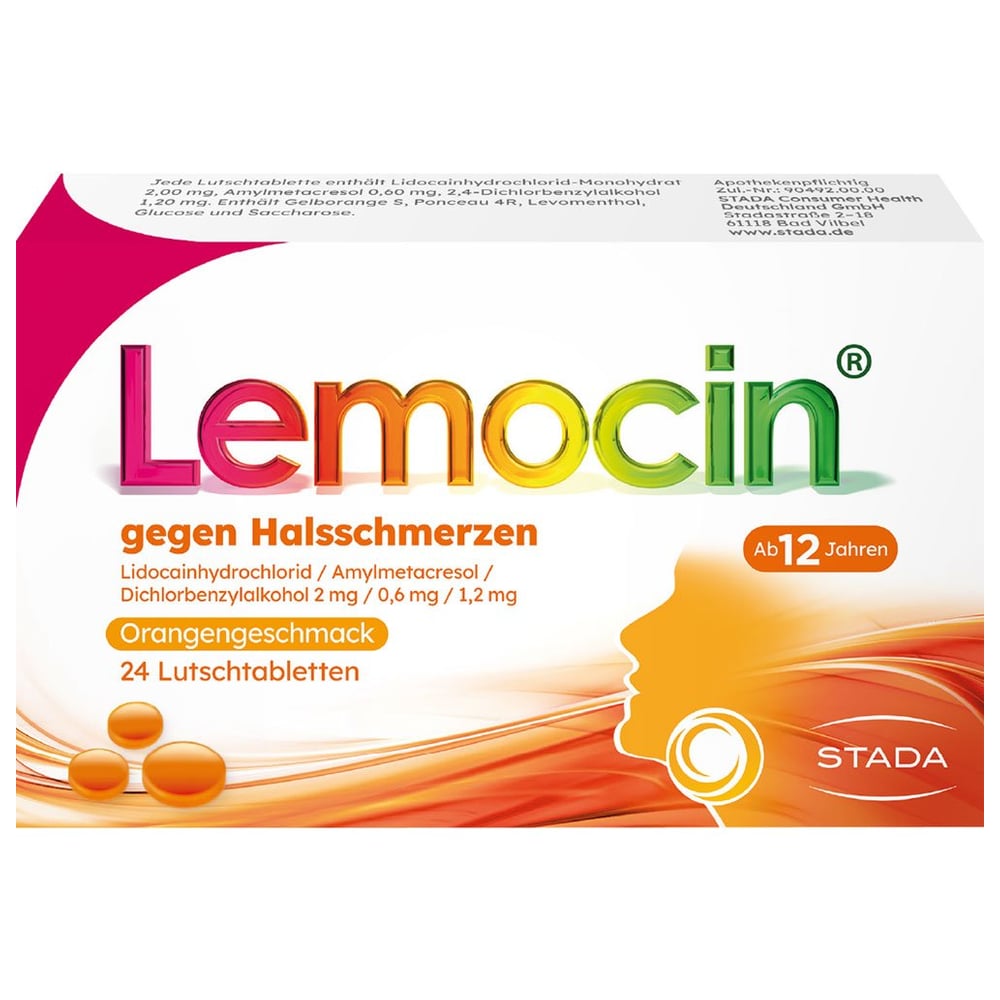 Lemocin gegen Halsschmerzen 2 mg/0,6 mg/1,2 mg Orangengeschmack