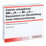 Cotrim-ratiopharm 400 mg/5 ml+80 mg/5 ml Konzentrat Inf-Lösung Produktbild 1